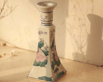 Elegant East Asian Floral proceline Candlestick - Peaceful Home Décor