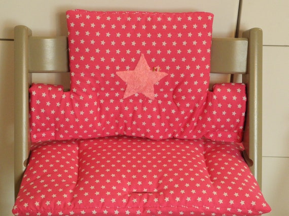 High Chair Seat Cushion For Stokke Pink Stars Name Etsy