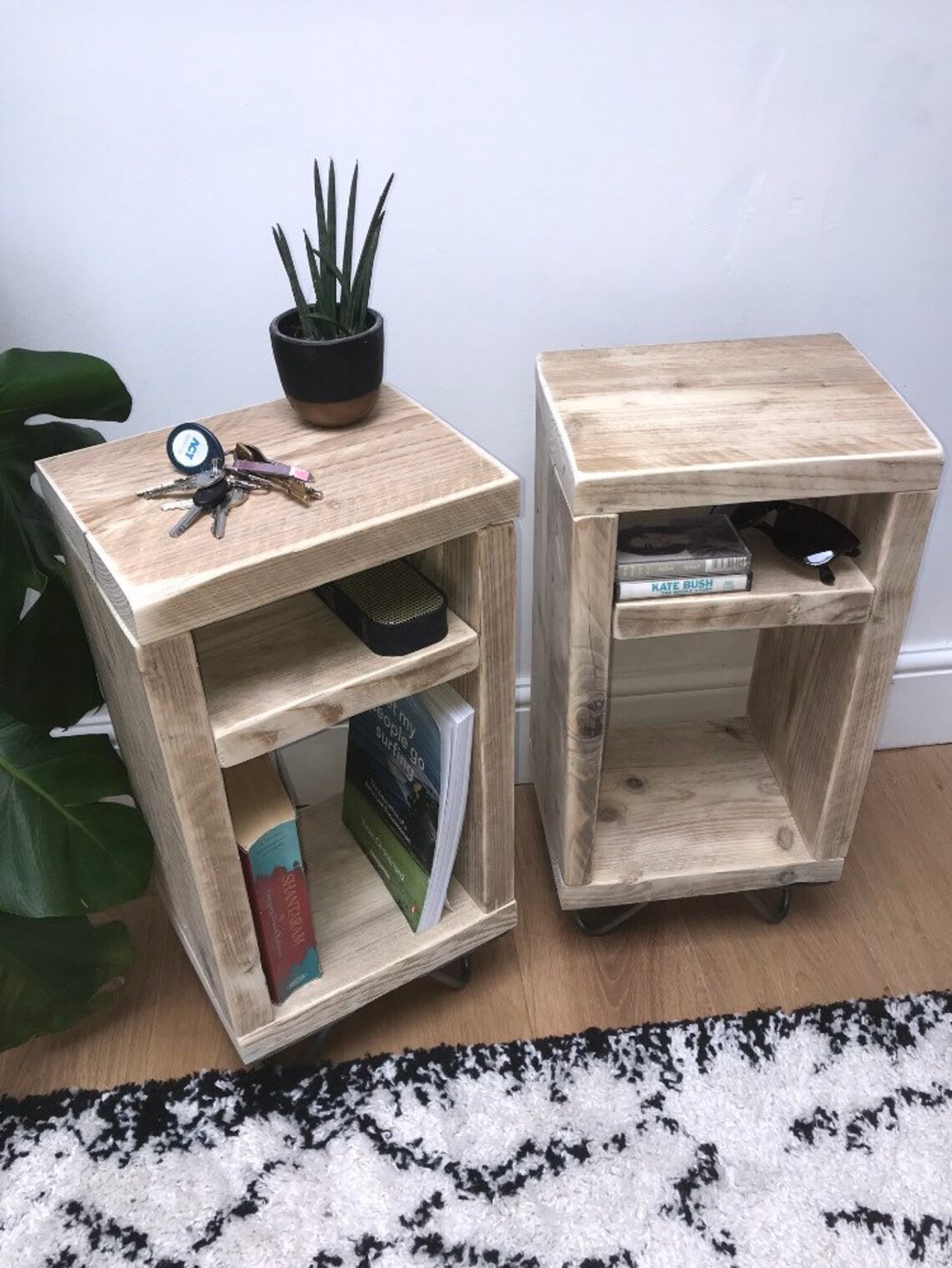 Reclaimed Wood Bedside Table Etsy