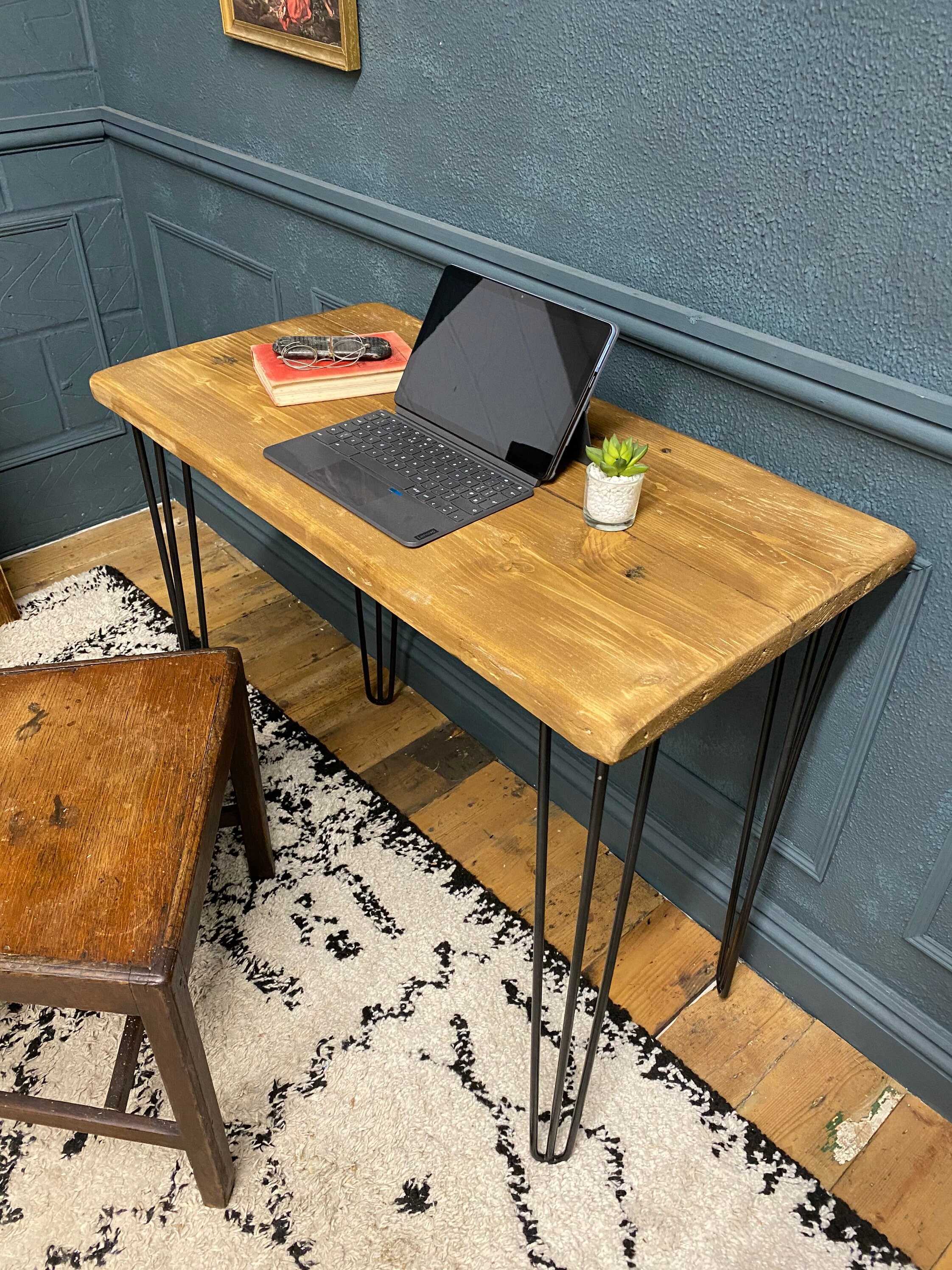 Reclaimed Wood Hairpin Desk Etsy