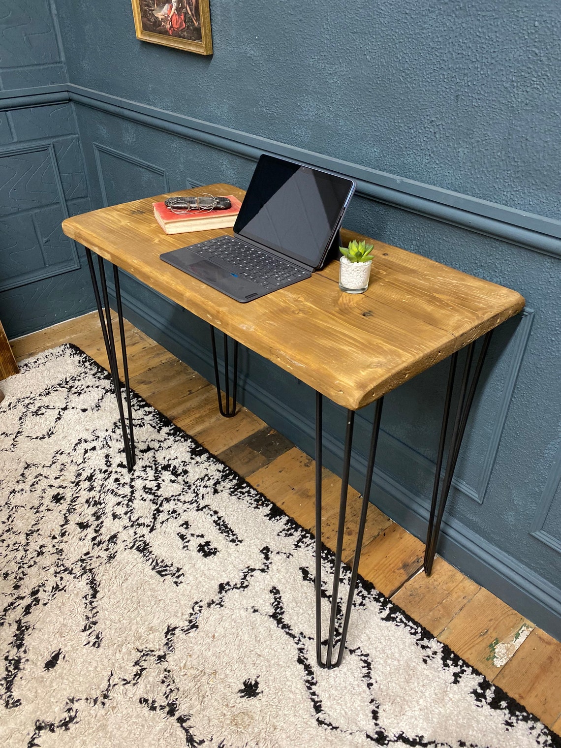 Reclaimed Wood Hairpin Desk Etsy