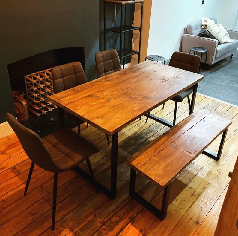 Reclaimed Wood Table and Bench Etsy