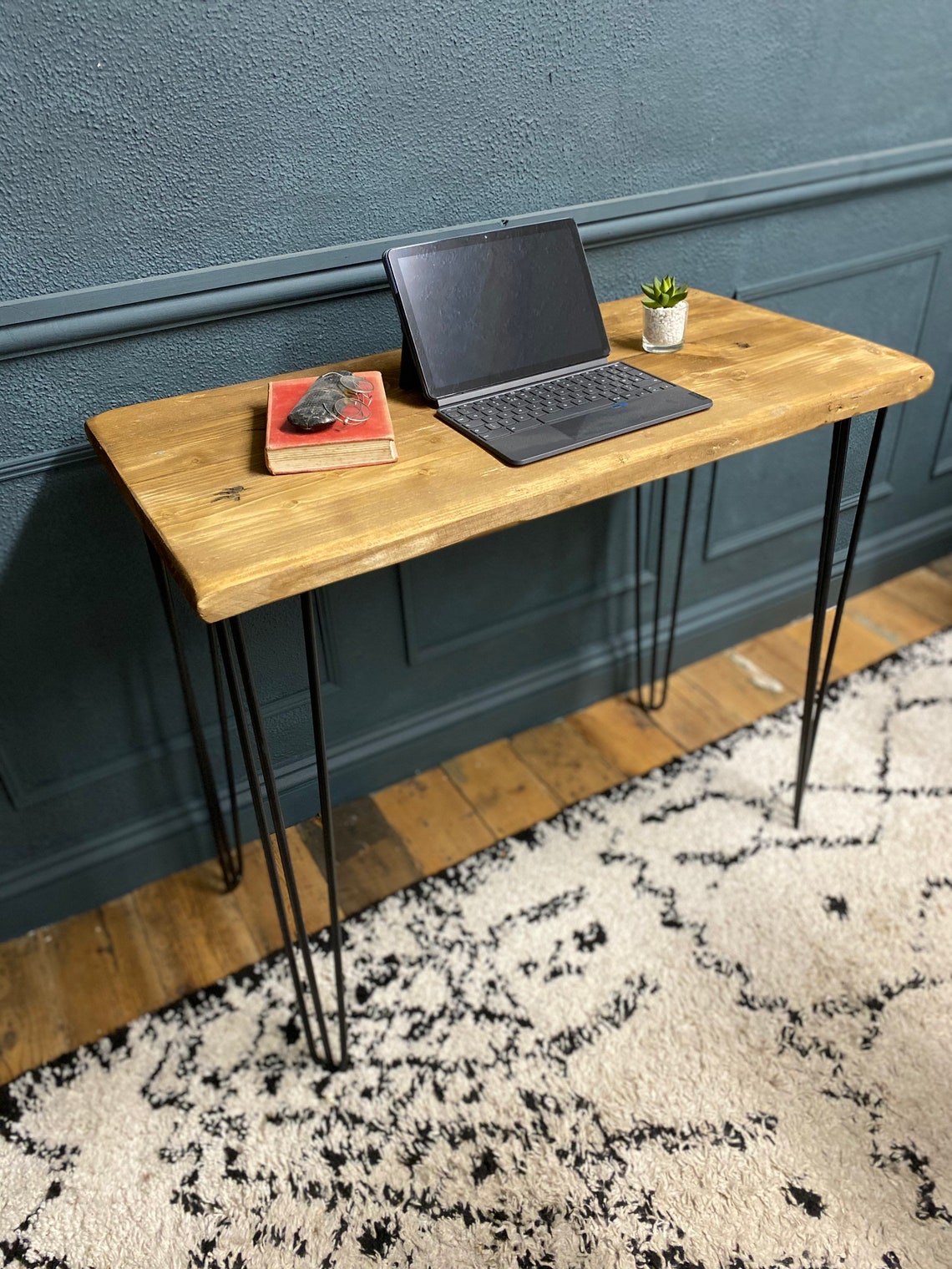 Reclaimed Wood Hairpin Desk Etsy