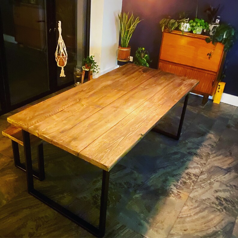 Reclaimed Wood Table and Bench Etsy