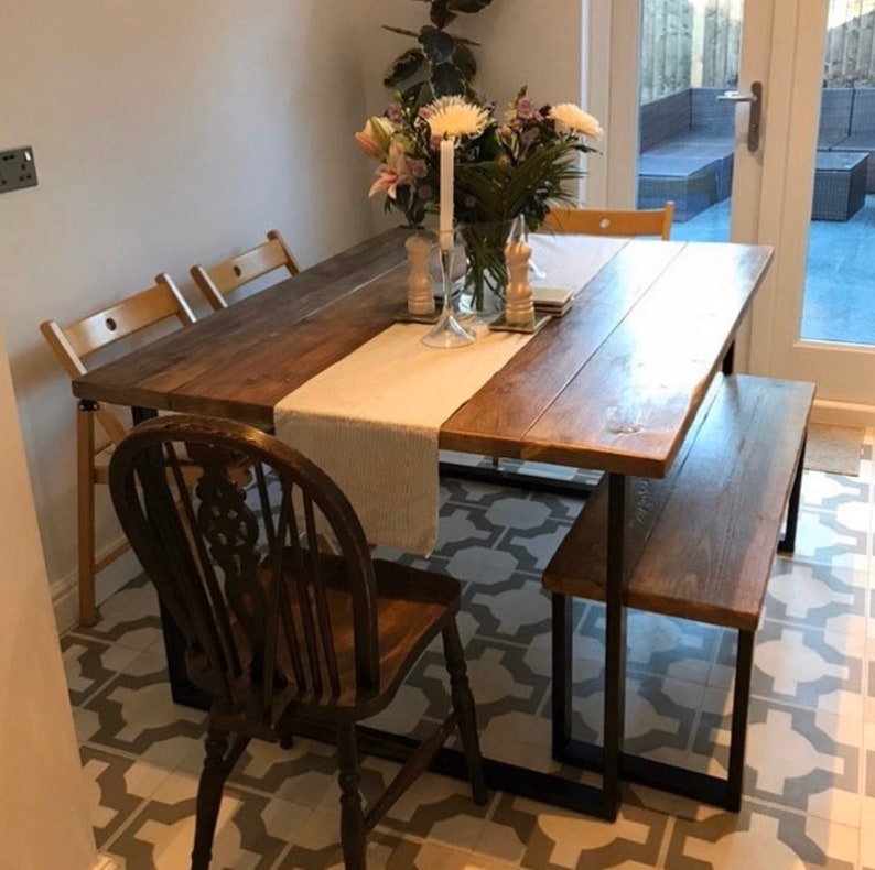 Reclaimed Wood Table and Bench Etsy