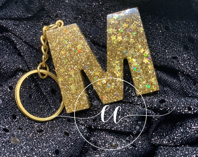 Initial Keychain Alphabet Glitter Keychain Glitter Letter Letter Keychain