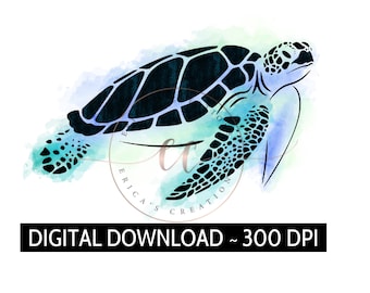 Sea Turtle Digital Download, Transparent Image, PNG