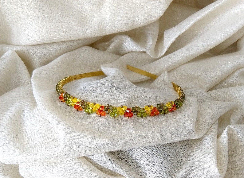 Green And Yellow Headband Short Hair Headpiece Wedding Guest Etsy