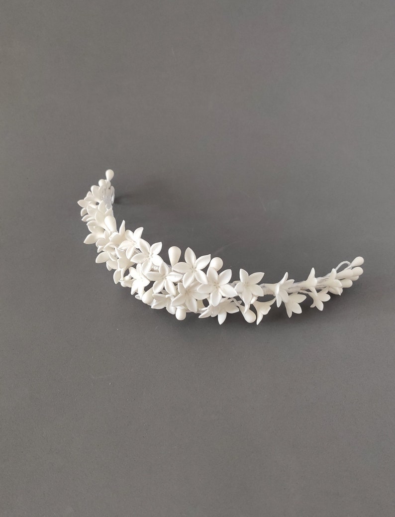Tiara de novia en porcelana fría Tiara de flores blancas para Etsy