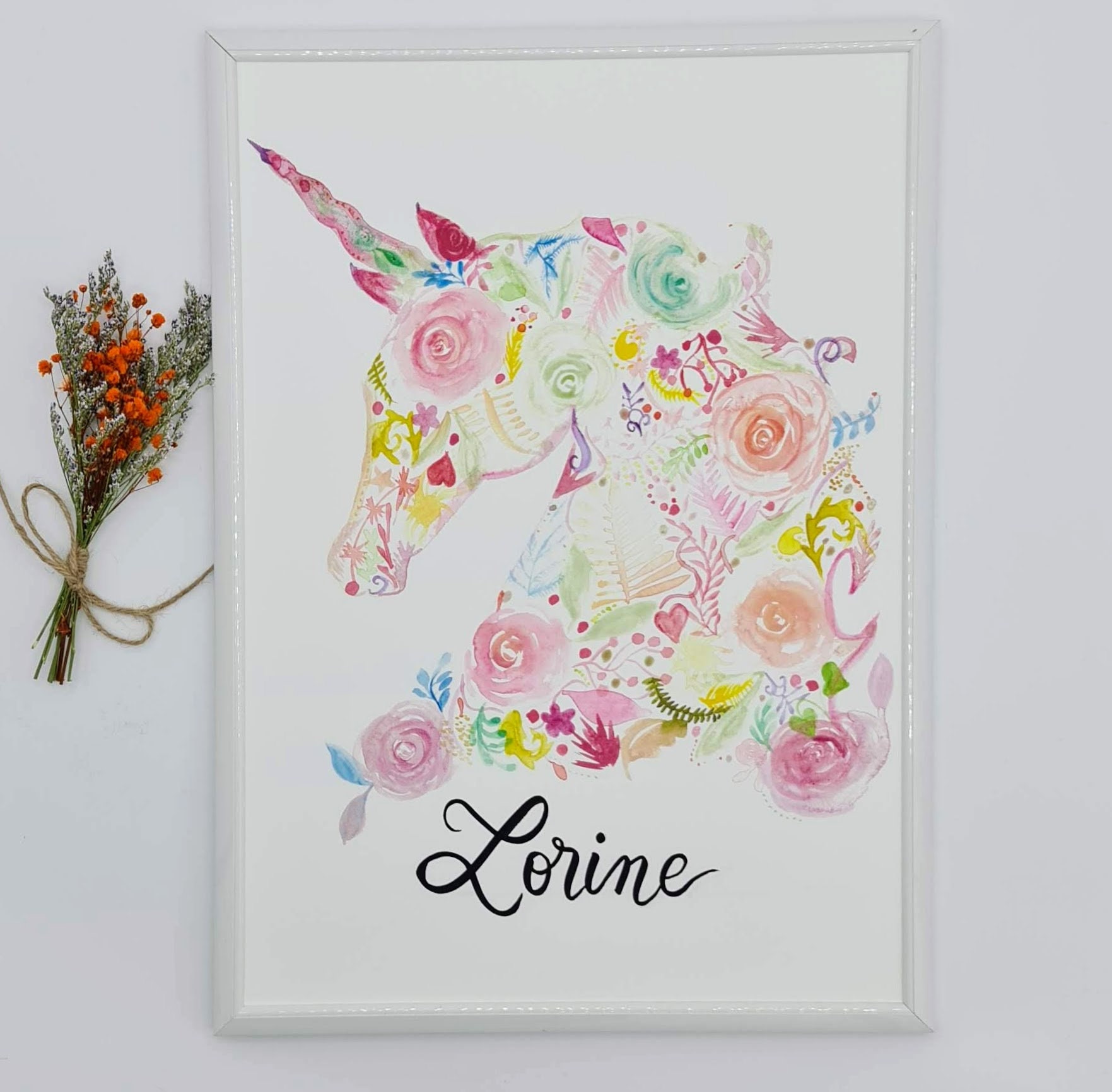 Tableau Licorne Calligraphie
