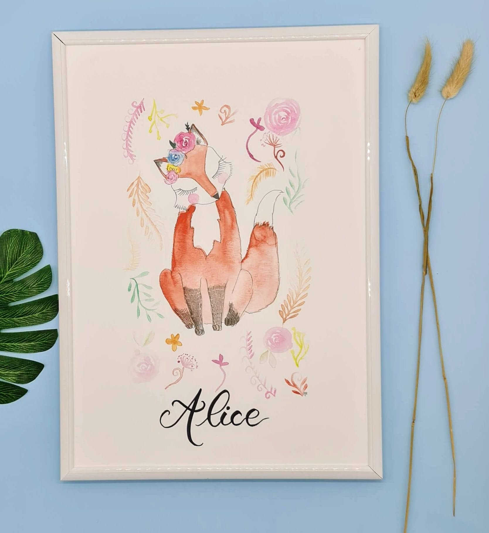 Aquarelle Renarde Personnalisée