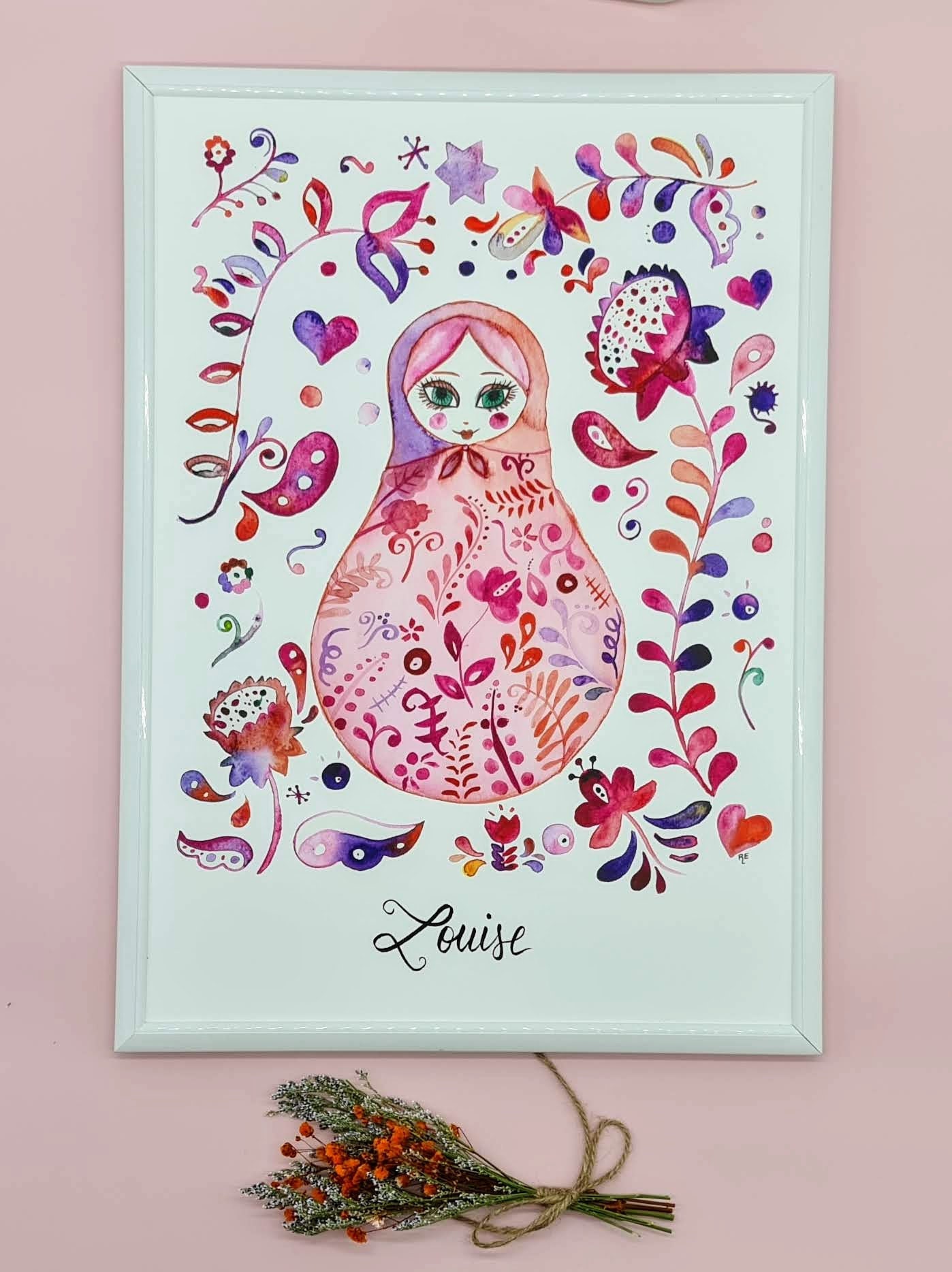 Aquarelle Matriochka Personnalisable