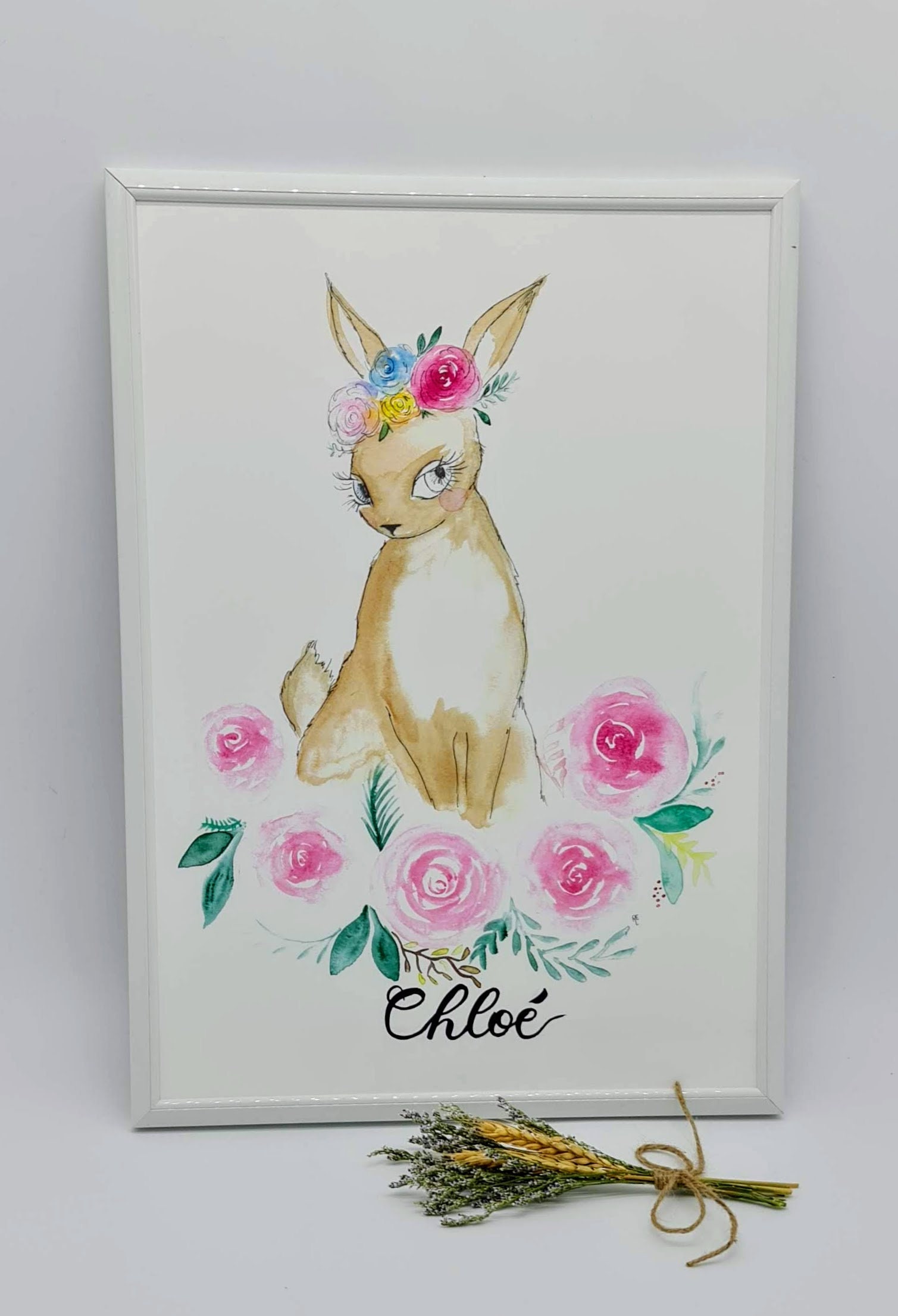 Aquarell Lapin Calligraphie