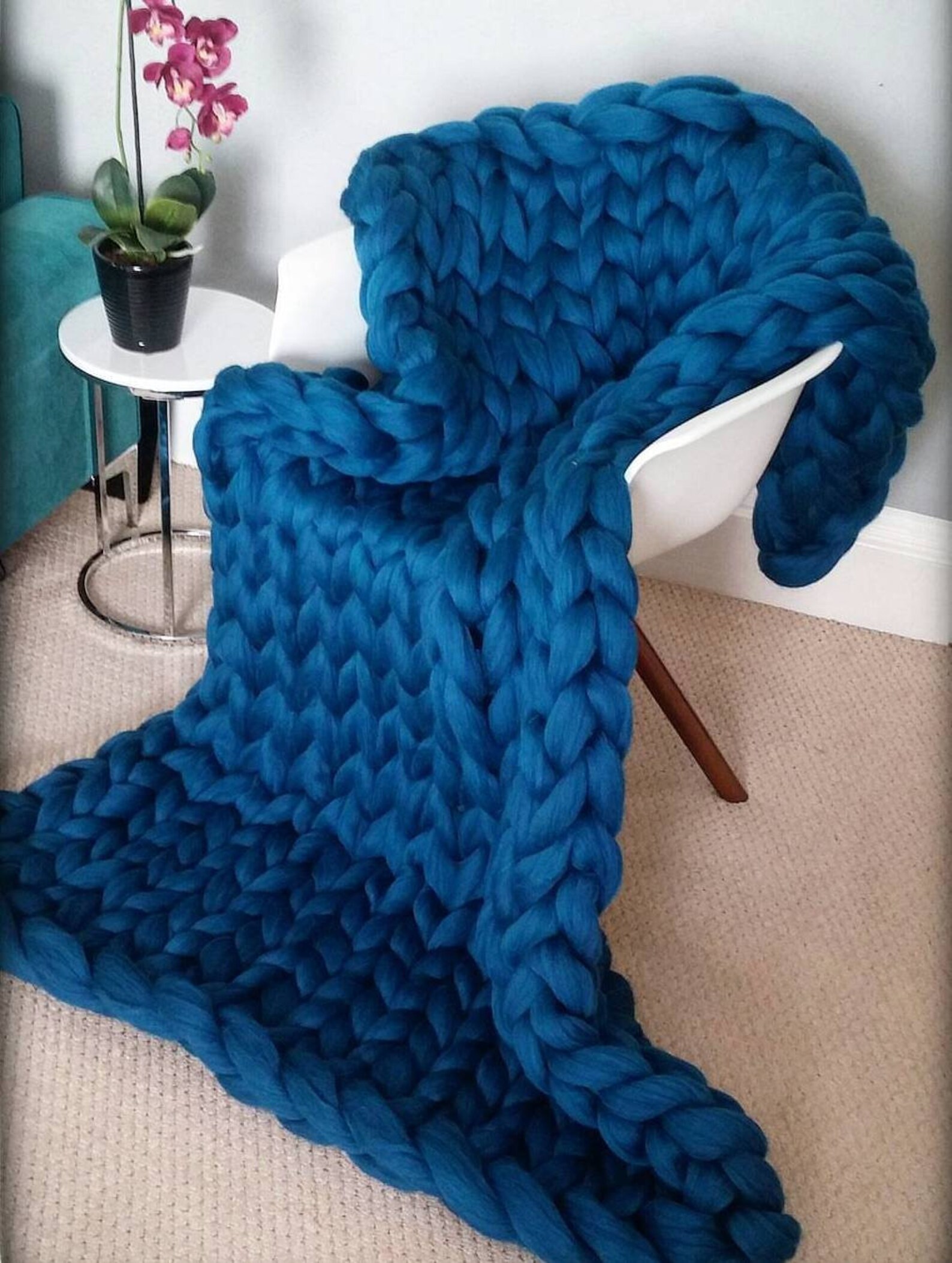 Chunky Knit Wool Throw Decorative Blanket International Etsy