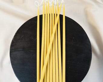 Beeswax Taper Candles: Pencil Thin, 10-Piece Set, 10 inch