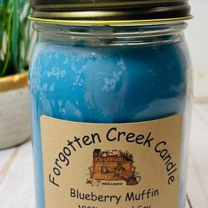 Blueberry Muffin Soy Candle: Hand Poured, Strong Scent - 8oz/16oz