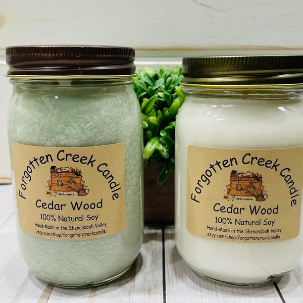 Cedar Wood Organic  Soy Candle /Large Pint 16 oz/ Half Pint 8 oz Candle/Mason Jar Candle/Hand Poured/Christmas Candle/Earthy woodsy