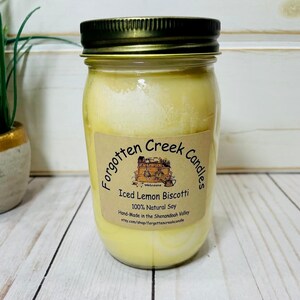 Iced Lemon Biscotti Soy Candle: Hand Poured Mason Jar Candle
