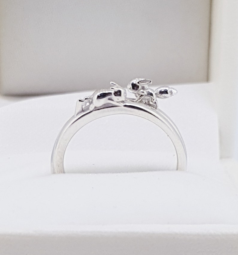 Pikachu and Eevee Combo Rings x2 Silver Rings