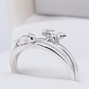 Pika and Eev Combo Rings x2 Silver Rings