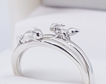 Pika and Eev Combo Rings x2 Silver Rings