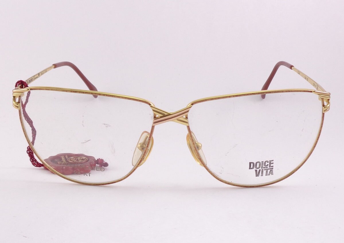 Lunettes De Soleil Vintage DOLCE VITA By Casanova NM-22 - Plaqué Or 24Kt - Monture Ovale - Neuf