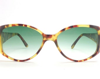 Galileo vintage sunglasses cateye tartoise brown / yellow gradient green lenses for woman