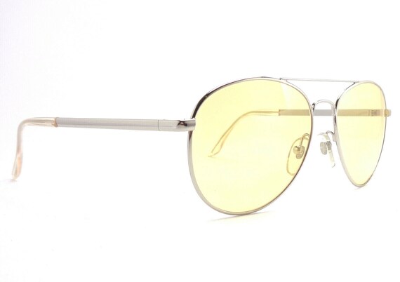 OCCHIALI DA SOLE PILOT AVIATOR RETR&Ograve; METALLO LENTI GIALLE - GUIDA NOTTURNA - MOD.19ND AMP