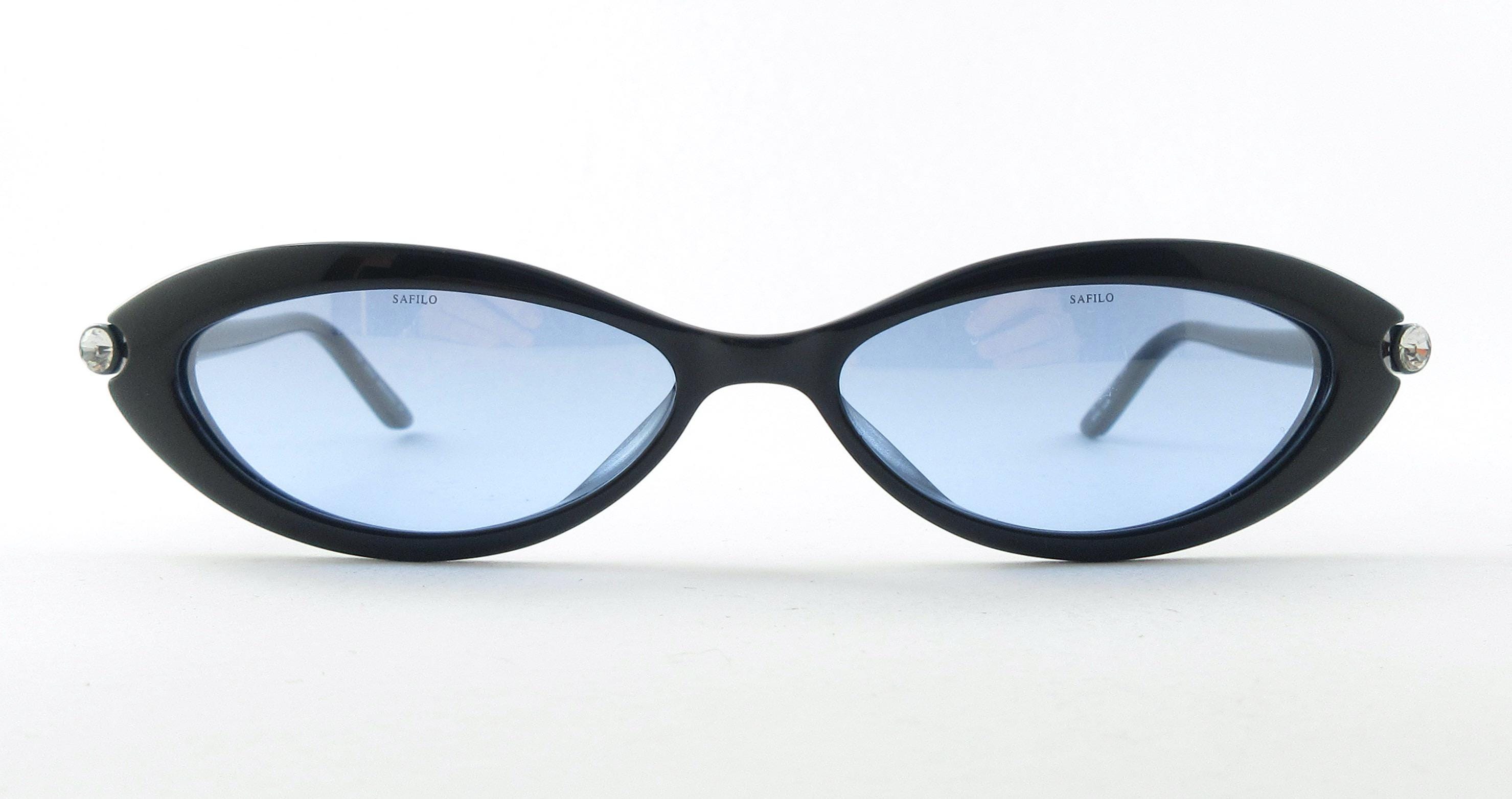 1960s Vintage Safilo Italy Black Gem Cateye Glasses w/ Green Prescription Lenses RARE Vintage 1950 main image 3