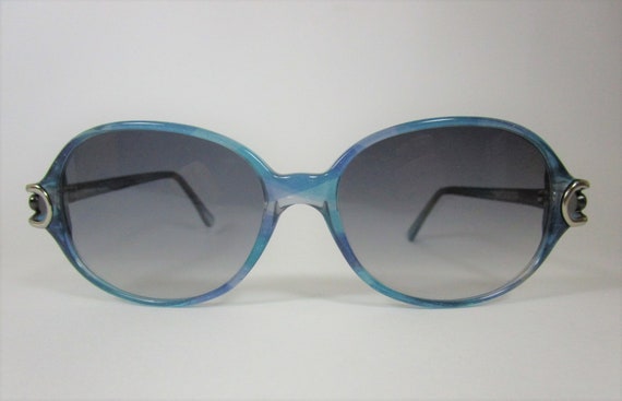 Sandra Gruber Reboco Vintage Sunglasses Oval Celluloid Blue  display picture 1