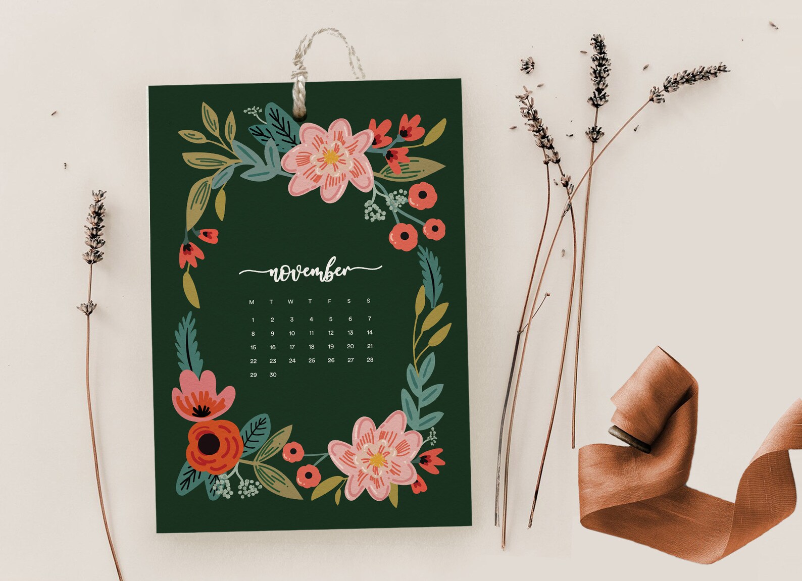 20212022 Flower Wall Calendar Floral Calendar Year at a Etsy