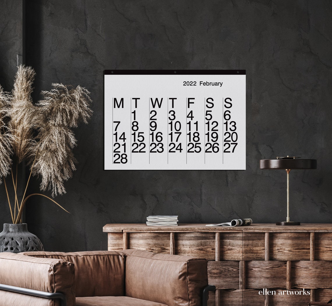 NEU 2022 Kalender 2022 Minimal Kalender Schwarz Weiß  Etsy