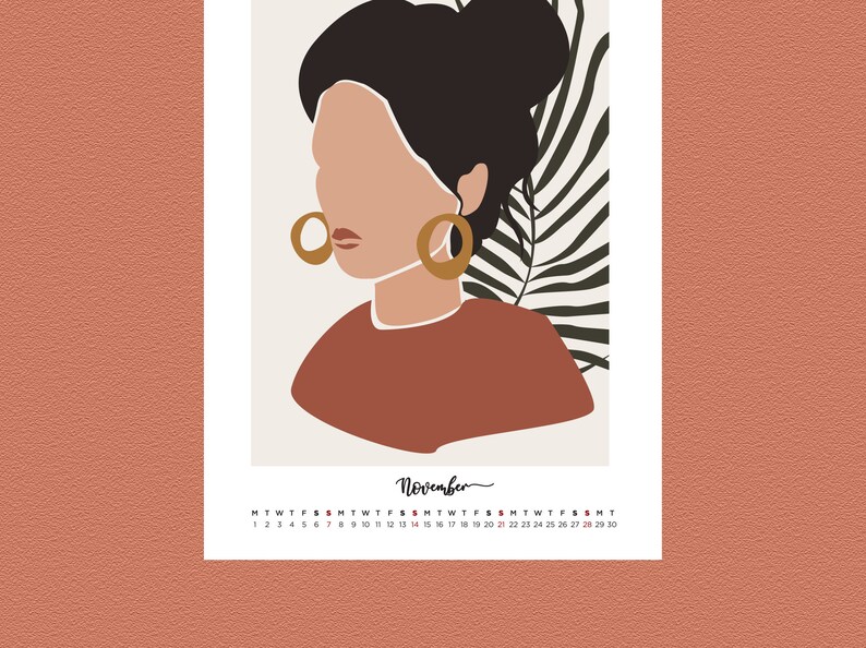 2021 Terracotta Illustration ΙΙ Wall Calendar A4 Calendar Etsy