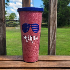 Patriotic &#39;Merica Tumbler for July 4th Picnics - Plastic Independence Day Cup