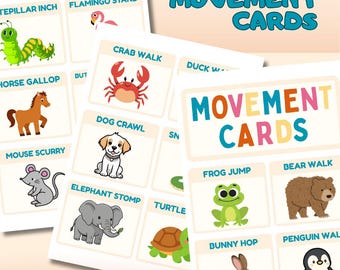Animal Walk Movement Cards for Kids | Printable Gross Motor & Sensory Brain Break Activity