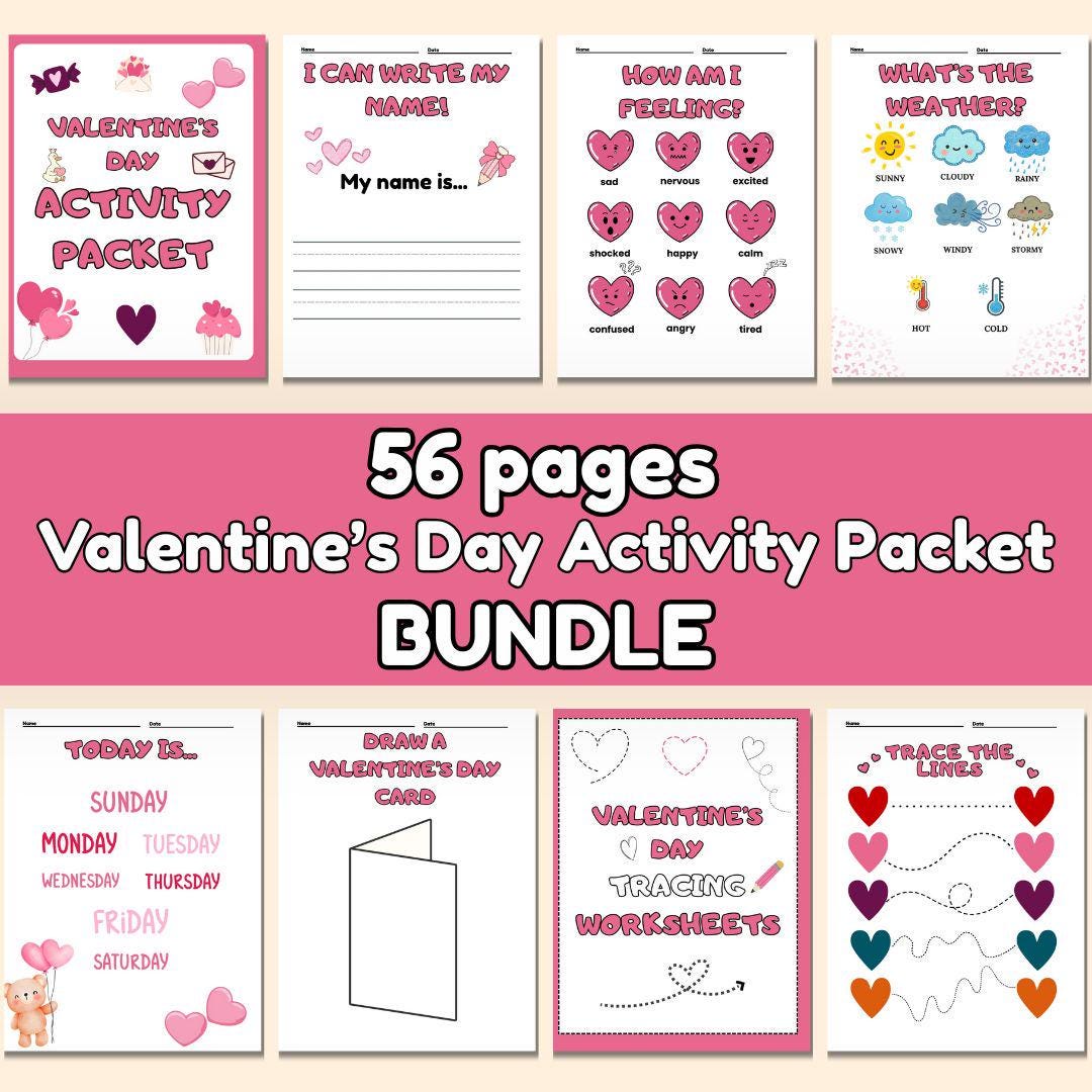 Valentine's Day Preschool Activity Bundle | Fine Motor Worksheets ...