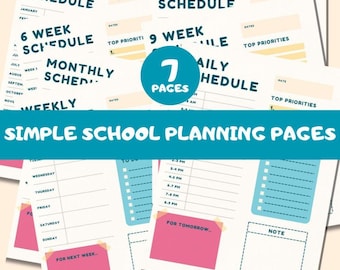 Simple School Planning Pages | Preschool Schedule Organizer | PreK Homeschool Lesson Planner