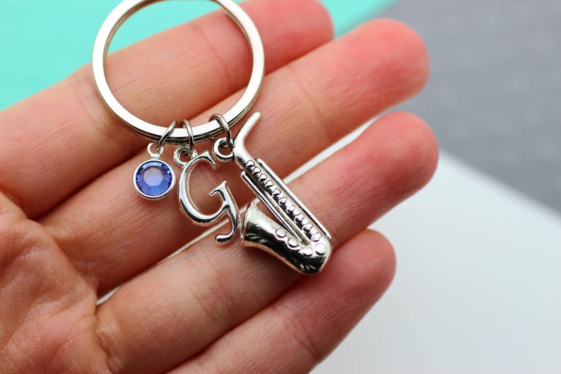 Saxophone Personalized Keychain Tenor Saxophone Custom Jazz Etsy