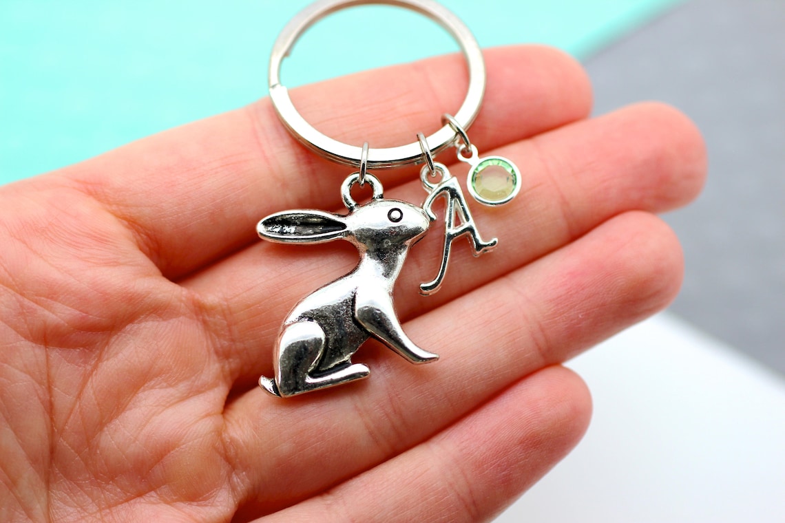 Personalised Rabbit Keychain Bunny Custom Keyring Etsy