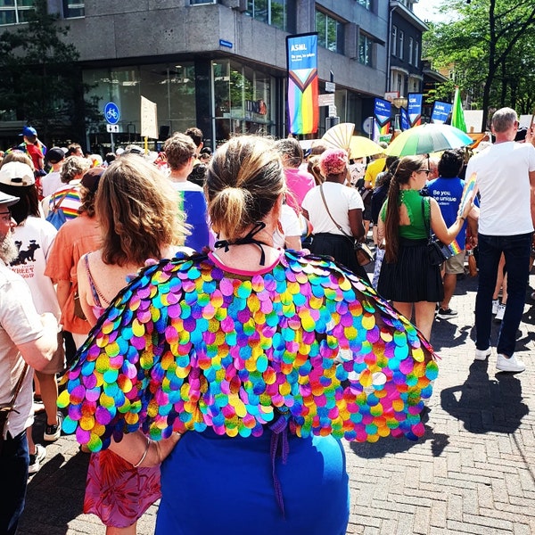 Rainbow cape.Pride cape.Pride outfit.LGBTQIA outfit.LGBT outfit.Pride dress.Festival cape.Rainbow dress.Glitter cape.Glitter rainbow.Rainbow