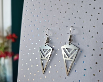 Aztec earrings.triangle earrings.silver earrings.gift for her.birthday gift.anniversary gift.triangle jewellery.geometric earrings