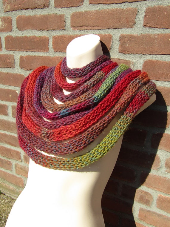 Knitted Scarf. the Mesmerising Magpie. Unusual Infinity Scarf. Rainbow Scarf. Boho Scarf. Beautiful Scarf. Festival Clothing.bridesmaid Gift Etsy