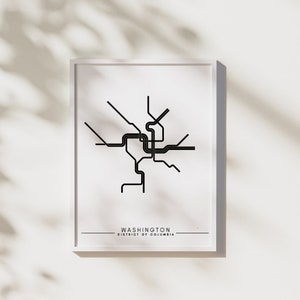 Metrokaart DC - reisdecoratieve muurkunst