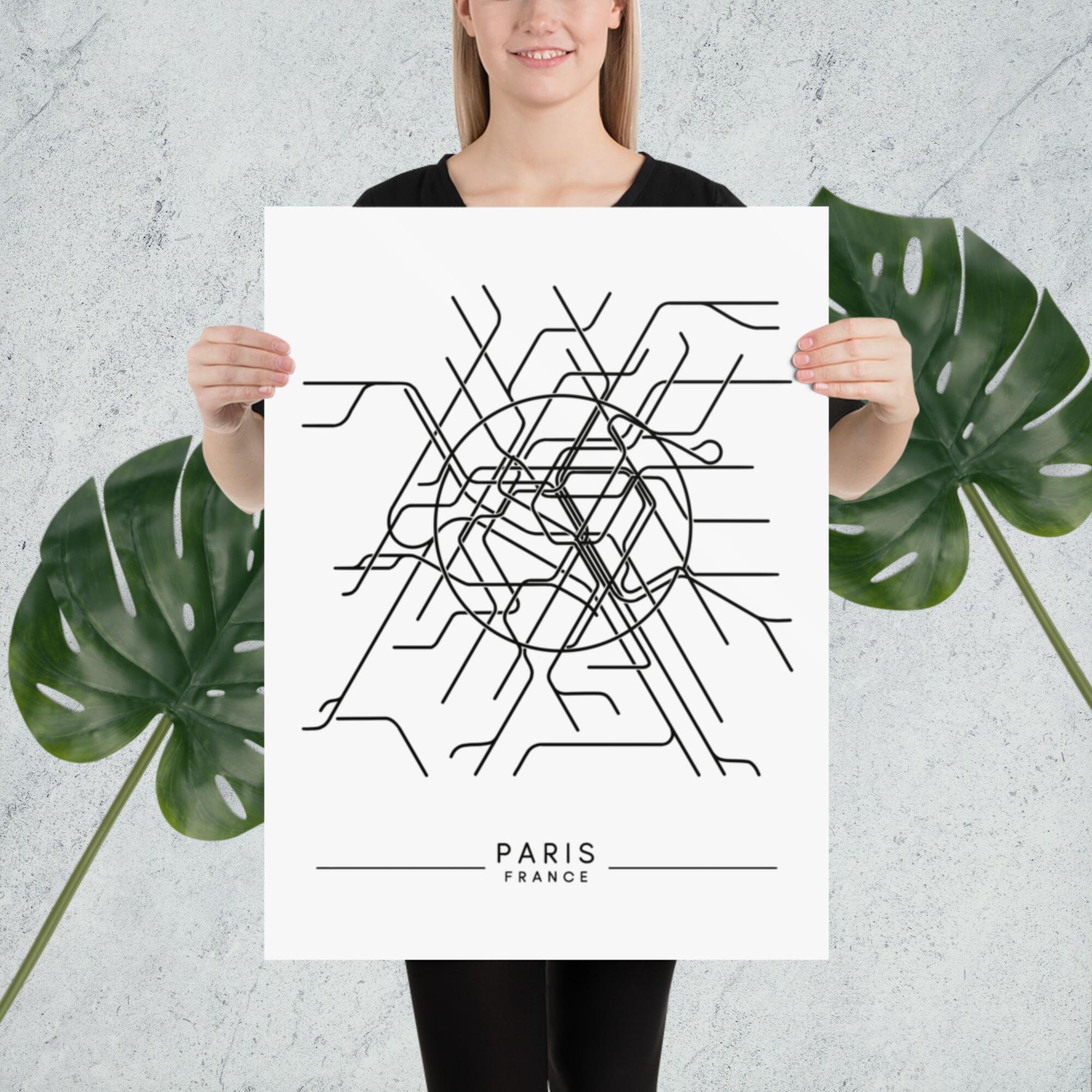Paris Metro Map - Travel Decor Wall Art - Etsy