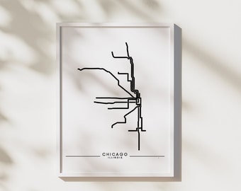Chicago L Map - Travel Decor Wall Art
