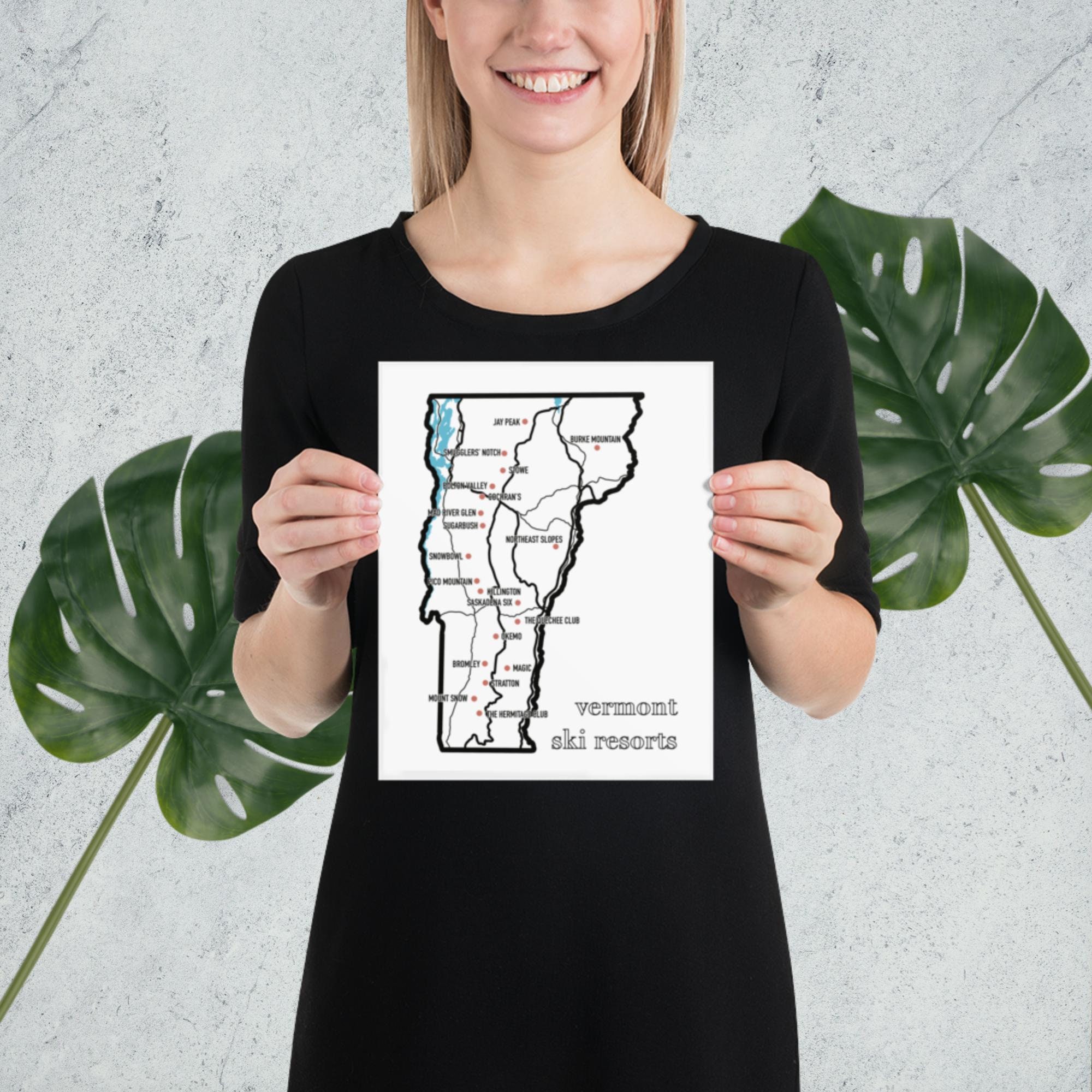 Vermont Ski Resorts Map Travel Wall Art Decor - Etsy