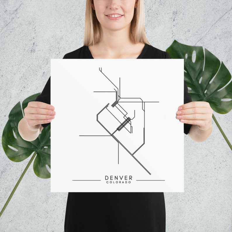 Denver Light Rail Map Travel Decor Wall Art Etsy