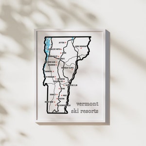 Vermont Ski Resorts Map - Travel Wall Art Decor