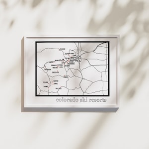 Colorado Ski Resorts Map - Travel Wall Art Decor