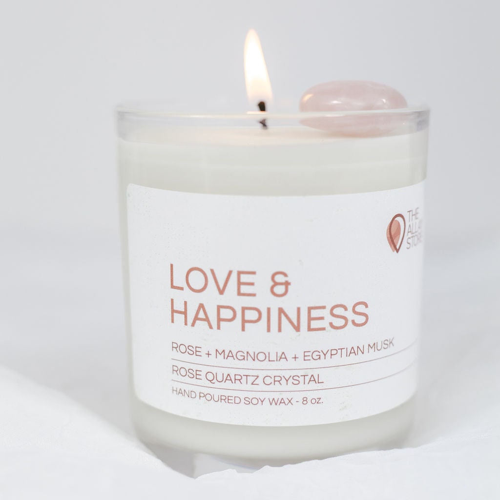LOVE and HAPPINESS CRYSTAL candle 8.5 oz Etsy